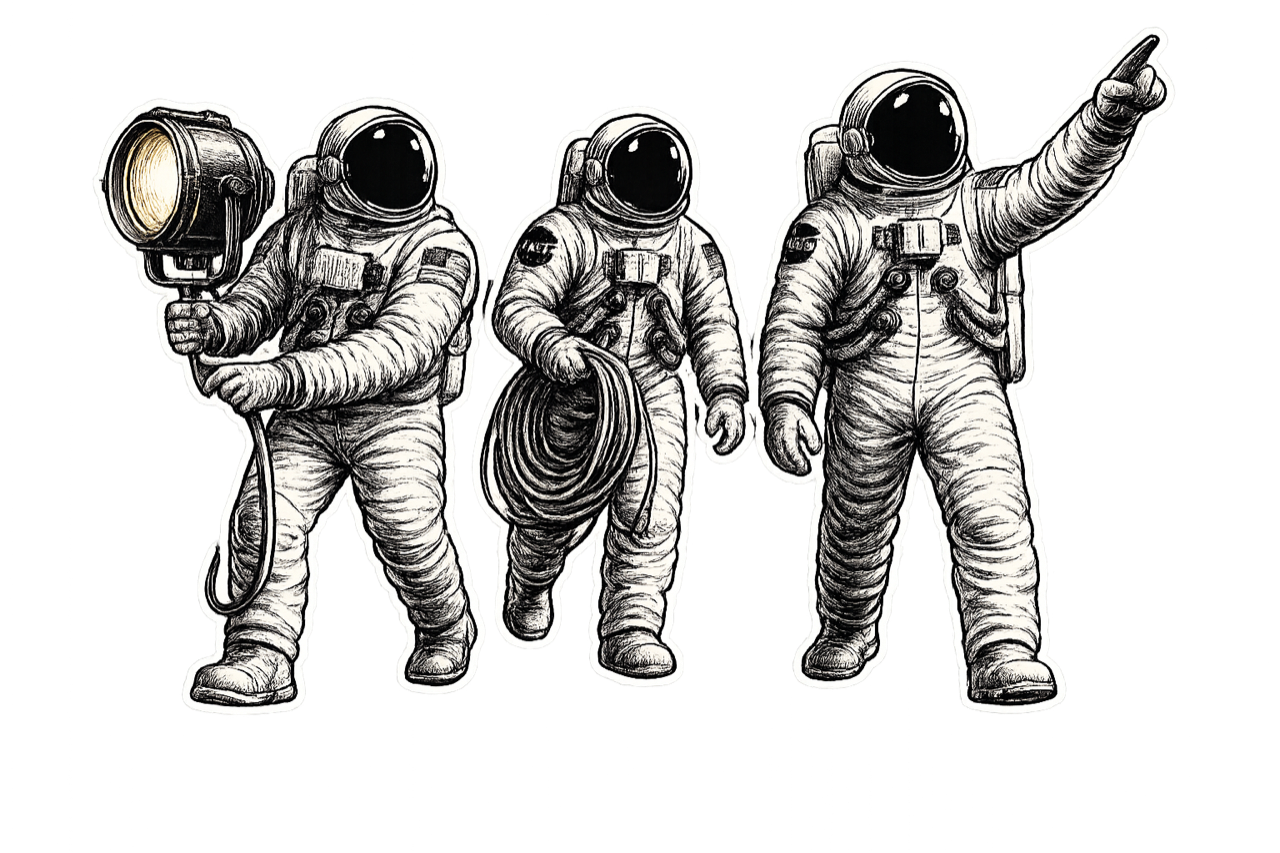 ASTRA astronauti — světlo, kabeláž, koordinace